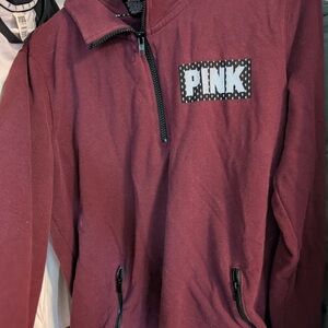 Victoria's Secret PINK Zip-Up Pullover in Deep Burgundy